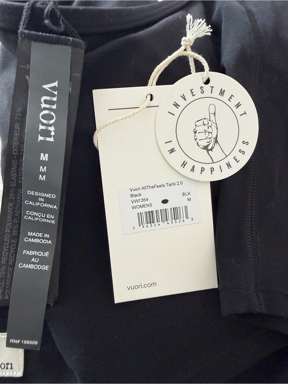 NWT Vuori AllTheFeels 2.0 Black Women's Tank Top Medium - Picture 3 of 3